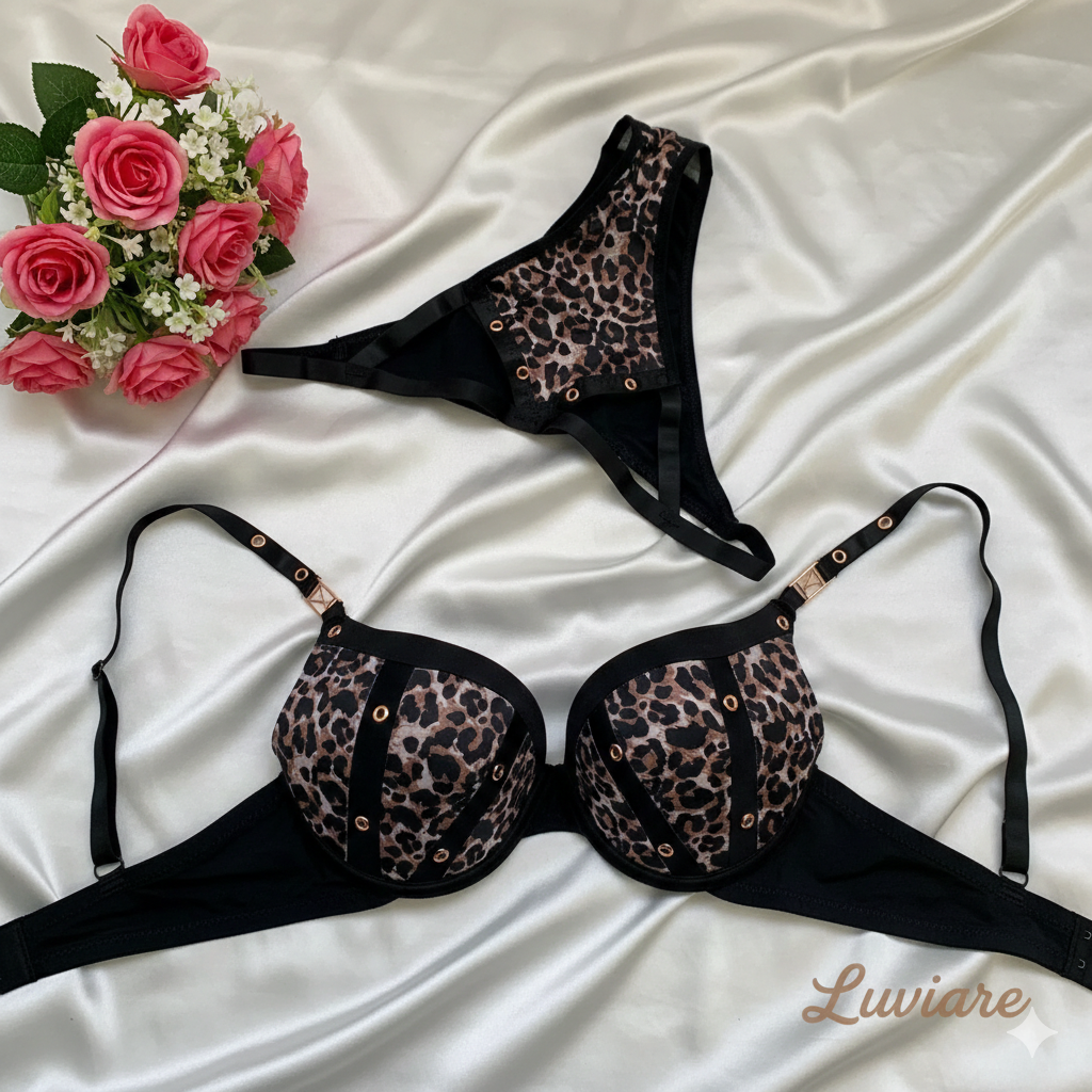 CHEETAH LIGHT PUSH UP BRA SET