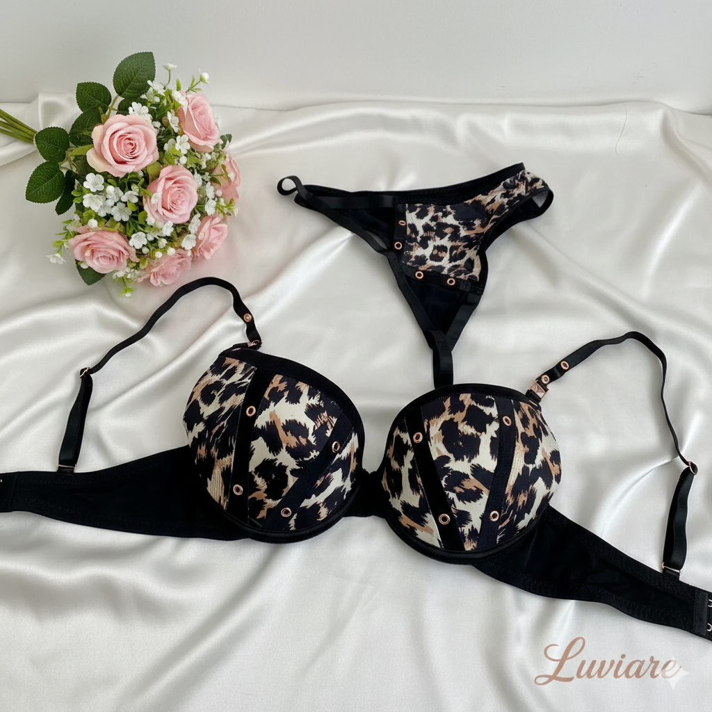 CHEETAH LIGHT PUSH UP BRA SET