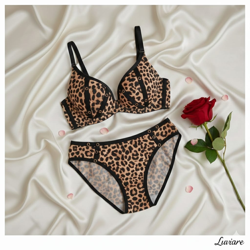 CHEETAH LIGHT PUSH UP BRA SET